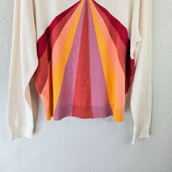 Marine Layer Sunset Pullover Sweater L Colorblock Cotton 70s Retro Long Sleeve - Picture 12 of 14